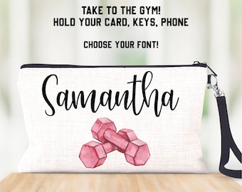 Personalized Gym Bag: Linen Fitness Bag with Wrist Strap