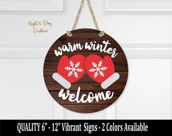 Winter Welcome Sign, Winter Sign, Warm Winter Welcome, Mittens, Door Hanger, Welcome, Wall Decor, Holiday, Decoration