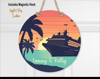 Personalized Cruise Door Sign: Tropical Vacation Decor