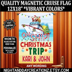 Christmas Cruise Door Flag: Personalized Magnetic Cabin Decor (12x18)