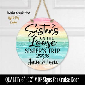 Sisters Cruise Door Sign: Personalized MDF Ship Decoration