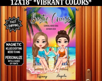 Girls Trip Cruise Door Flag: Magnetic Cabin Decoration