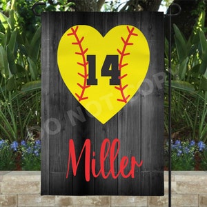 Softball Flag, Personalized Softball Flag, Softball Garden Flag, Family Home Flag, Softball Flag, Softball Player Flag, Outdoor, Flag, 12x18