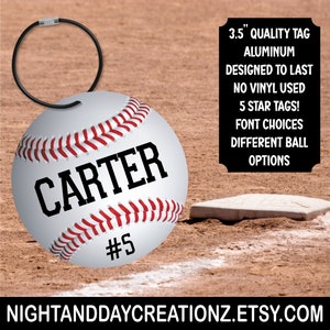 Baseball Name Tag, Baseball Gear Tag, Baseball Bat Bag Tag, Baseball Personalized Bag/Luggage Tag, Sports Luggage Tag, Sports Tag, Baseball