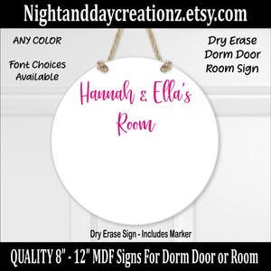 Personalized Dorm Room Sign: Round Dry Erase Door Hanger