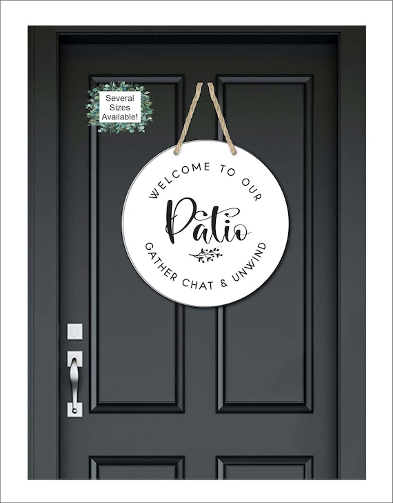 Patio Signs Welcome To Our Patio Holzschild – 40,6x12,7 Cm, Massivholz, Rustikal, Für Terrasse, Garten, Haustür