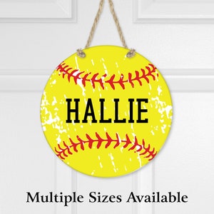 Softball Sign, Personalized Softball Sign, Sports Decoration, Kids Room Signs, Kids Sports Signs, Softball Decorations, Girls Softball Sign