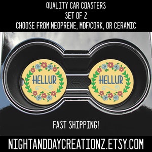 Hellur Car Coaster, Funny Car Coaster, Car Coaster, Set of 2, Car Accessory,  Cup Holder, Hellur, Madea, Funny Gift