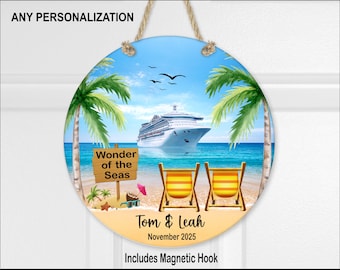 Personalized Cruise Door Sign: Tropical Vacation Decor