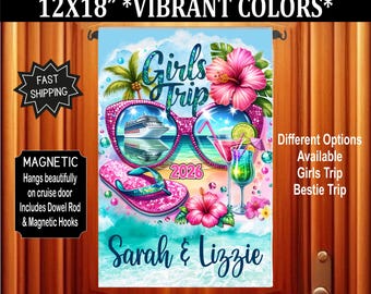 Girls Trip Cruise Door Flag: Magnetic Cabin Decoration