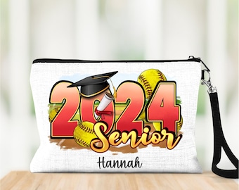 Senior Softball Bag, Personalized Softball Bag, Softball Team Bags, Tournament Gift, Personalized Wristlet, Cute Bag, Cosmetic Bag, Softball