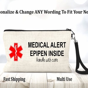 Personalized Medical Alert Bag, Epi Pen Bag, Epi Pen Storage, Medication Storage Bag, Personalized Med Bag, Medicine Holder, Medication