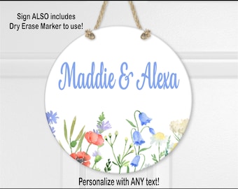 Personalized Dorm Room Sign: Round Dry Erase Door Hanger