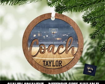 Basketball Coach Ornament, Personalized Coach Gift, Christmas Ornament, Holiday Ornament, Sports Ornament, Basketball Coach