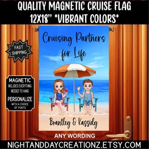 Personalized Couples Cruise Door Flag: Anniversary Cruise Decor (12x18&quot;)