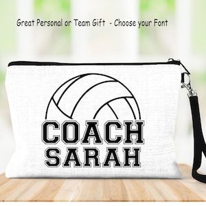 Personalized Volleyball Coach Bag: Zippered Cosmetic Wristlet