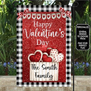Personalized Valentine&#39;s Day Garden Flag: Heart Decor