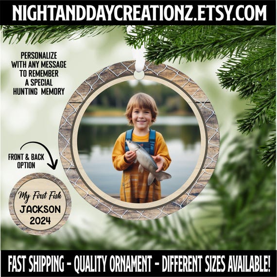 Fishing Ornament: First Fish Keepsake Gift, Personalized Fishing Ornament