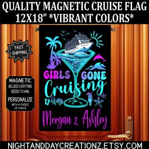 Girls Trip Cruise Door Flag: Vibrant Colors, Magnetic Hanger (12x18)