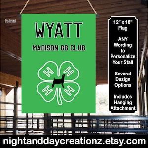 Personalized 4-H Barn Stall Flag: Animal Show Sign (12x18 inches)