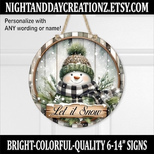 Personalized Snowman Winter Welcome Sign: Round Door Decor