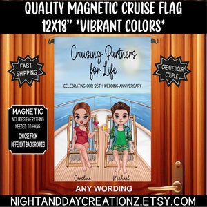 Personalized Cruise Door Flag: Anniversary Cruise Cabin Decor (12x18)
