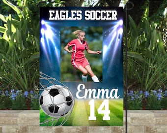 Personalized Soccer Garden Flag: Custom Family Name, 12x18