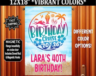 Birthday Cruise Door Flag: Personalized Cabin Decoration, Magnetic