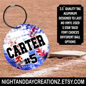 Personalized Baseball Bag Tag: Aluminum Sports Luggage Tag