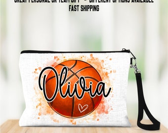 Basketball Bag, Personalized Basketball Bag, Basketball Team Gift, Personalized Wristlet, Sports Gift, Sports Accessories, Girls Basketball