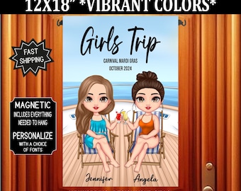 Girls Trip Cruise Door Flag: Magnetic Cabin Decoration