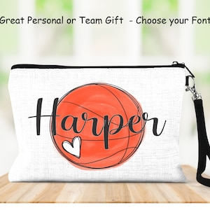 Basketball Bag, Personalized Basketball Bag, Basketball Team Gift, Personalized Wristlet, Sports Gift, Sports Accessories, Girls Basketball