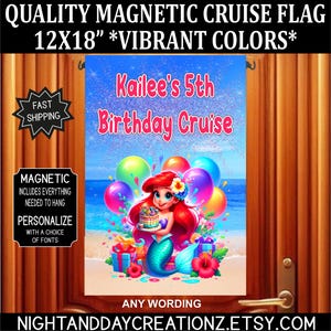 Girl Birthday Cruise, Mermaid, Door Magnet, Birthday Cruise, Cruise, Princess Cruise Door, Cruising Decoration, Cruise Flag, Kids Cruise