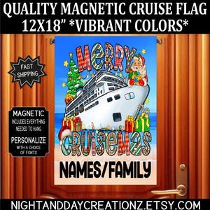 Bandiera natalizia per porta da crociera: decorazione glitterata per cabina Cruisemas
