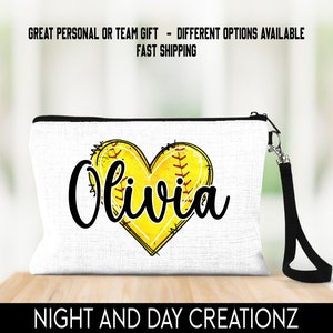 Softball Bag, Softball Gift, Softball Team Bags, Tournament Gift,Personalized Wristlet, Softball Team Gift, Softball Senior Gift, Softball