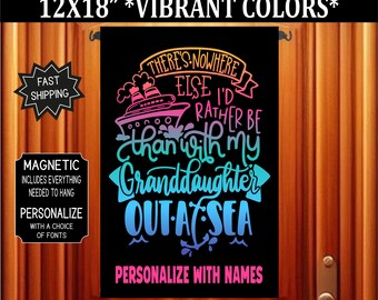 Granddaughter Cruise Flag: Personalized Cabin Door Decor (12x18")