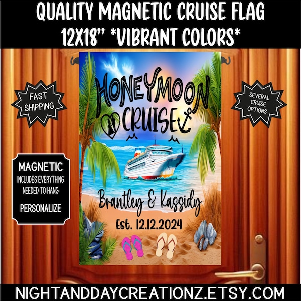 Honeymoon Cruise, Door Magnet, Cruise Flag, Honeymoon Cruise Door Sign, Cruising Decor, Cruise Door, Honeymoon Cruise, Decorate Cabin Door