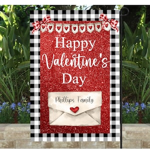 Valentine's Personalized Flag, Garden Flag, Garden Decor, February Garden Flag