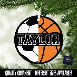Sports Ornament, Basketball Soccer Ornament, Personalized Sports Christmas Ornament, Kids Ornament, Sports Ornament, Soccer, Basketball