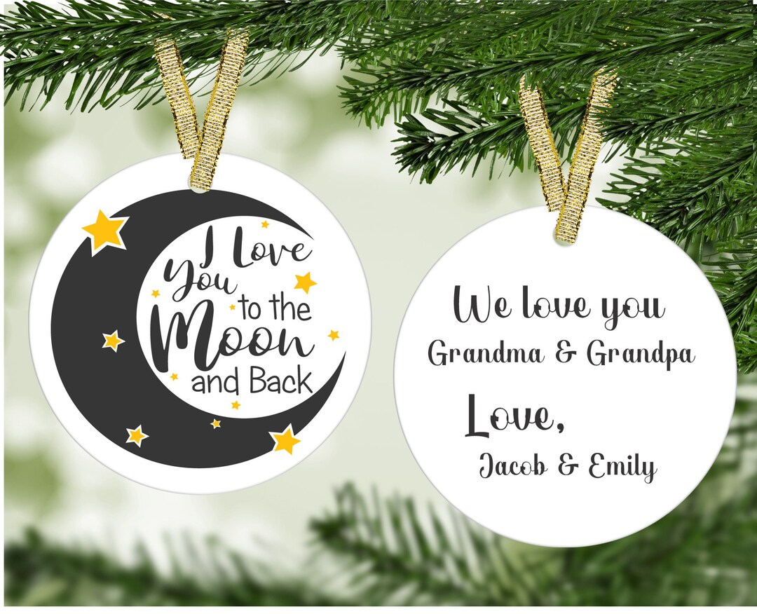 Personalized Ornament, Love You to the Moon Christmas Ornament, Grandparent, Parent, Holiday ...