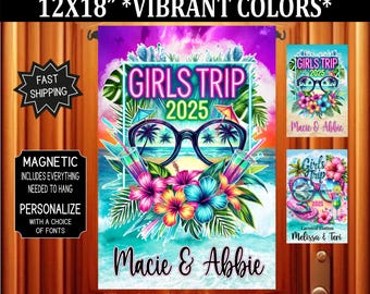 Girls Trip Cruise Door Flag: Personalized Magnetic Cabin Decoration