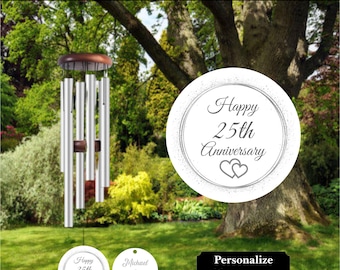 25th Anniversary Wind Chime, Gift, 25th Anniversary Wind Chimes, Anniversary Gift, Custom Gifts, Wind Chimes, Silver Anniversary Gift