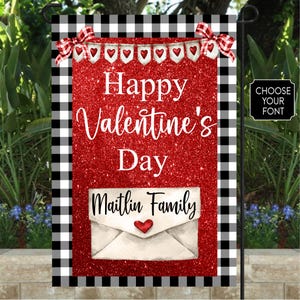 Personalized Valentine&#39;s Day Garden Flag: February Decor (12x18 inches)