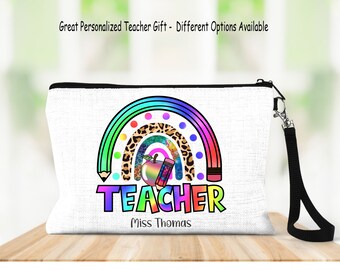 Teacher Wristlet, Teacher Gift, Personalized Teacher Gift, Custom Teacher, Cosmetic Bag, Teacher, School Gifts, Teacher Bag