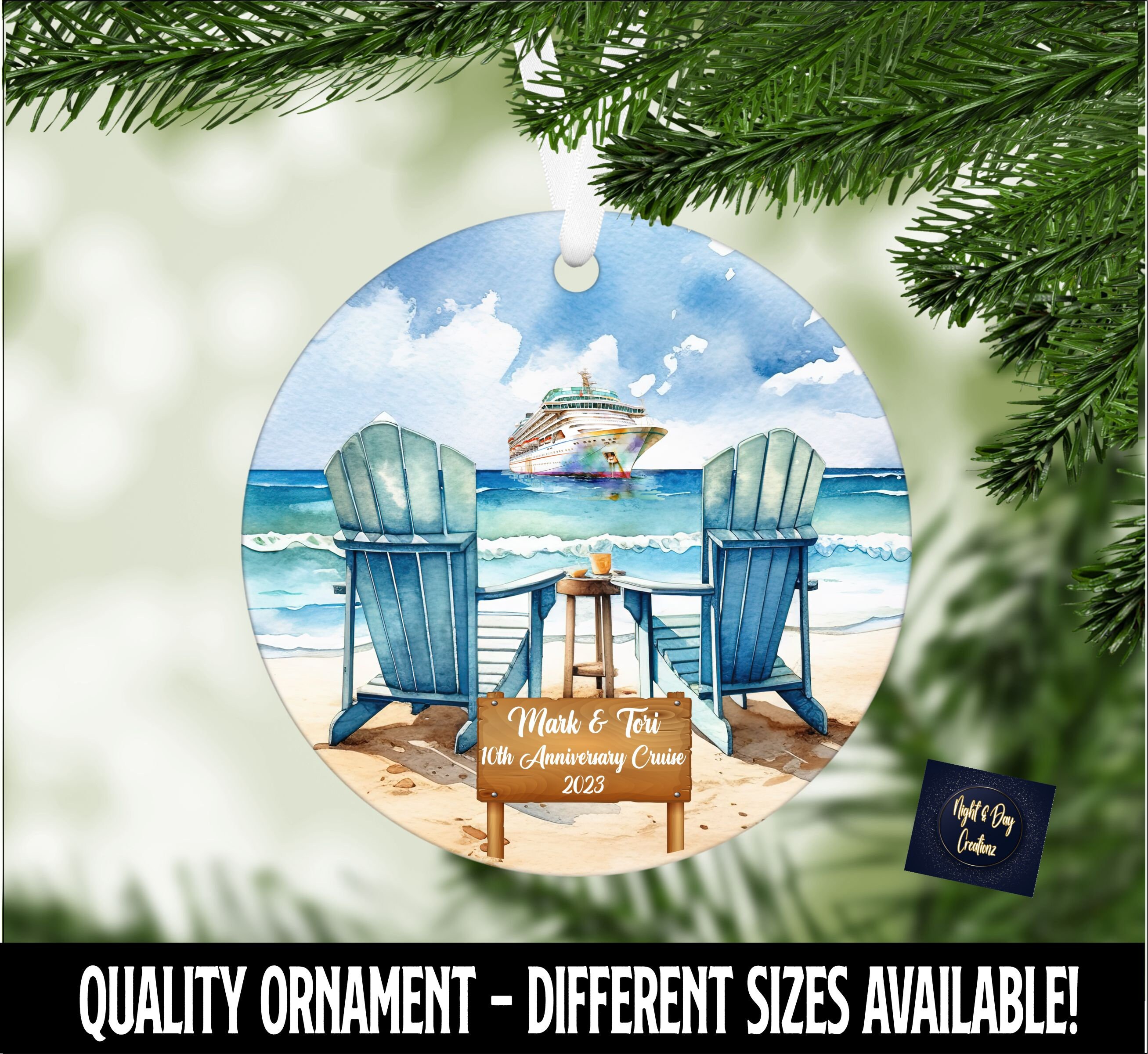 Personalized Cruise Ornament: Anniversary Trip Souvenir
