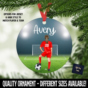 Personalized Soccer Christmas Ornament: Custom Jersey & Hair Style
