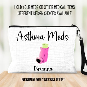 Asthma Bag, Personalized Medical Alert Bag, Inhaler Bag, Medication Storage Bag, Personalized Med Bag, Medicine Holder, Medication Bag
