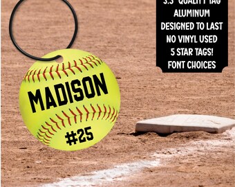 Personalized Softball Bag Tag: Aluminum Sports Luggage Tag