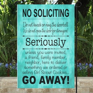 No Solicitors Garden Flag, No Solicitating Flag, 12x18, Go Away, No Strangers, Flag
