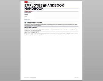 Employee Handbook Template | Fillable PDF | Company Policy Manual